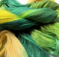 Jungle Boogie - Hand Painted Yarn, Fine Lace weight, 8/2 Tencel Skein - 1000 yards