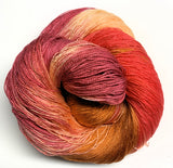 Peach Fuzz - Hand Painted Yarn, Fine Lace weight, 5/2 Tencel Skein - 1000 yards