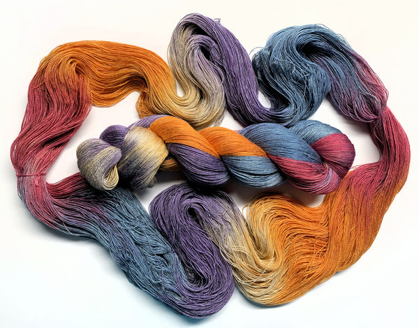 Dreamscape - Hand Painted Yarn, Fine Lace weight, 8/2 Tencel & Seacell Skein - 1000 yards